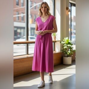 Nation LTD Sleeveless Magenta Midi Dress